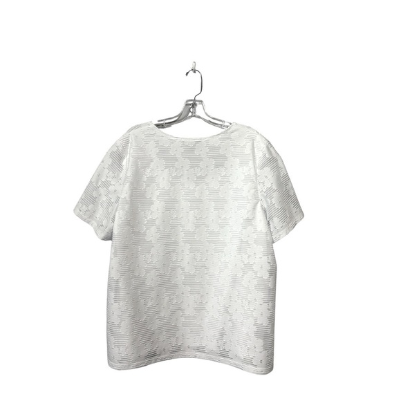 NWOT, Claire France, Elegant Plus-Size Textured Blouse, 2X, White - Picture 7 of 8